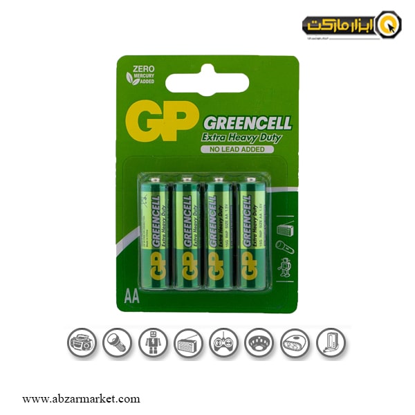 باتری قلمی جی پی AA بسته 4 عددی مدل GP15G
