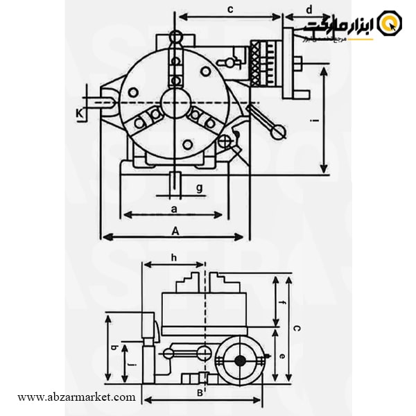 صفحه تقسیم و گردان عمودی/افقی ای اس تی پاور 150 میلی متر مدل CS-6