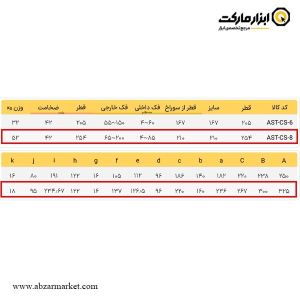 صفحه تقسیم و گردان عمودی/افقی ای اس تی پاور 200 میلی متر مدل CS-8