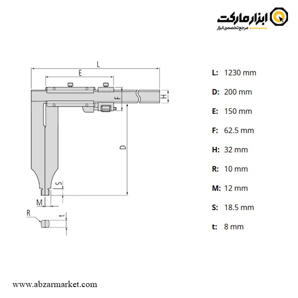 کولیس ورنیه میتوتویو 100 سانتی متر فک بلند مدل 116-534