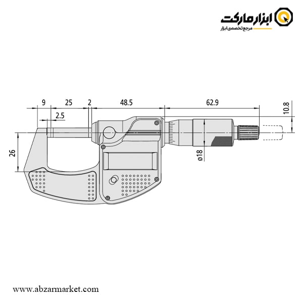 میکرومتر دیجیتال میتوتویو خارج سنج 25-0 میلی متر مدل 821-293