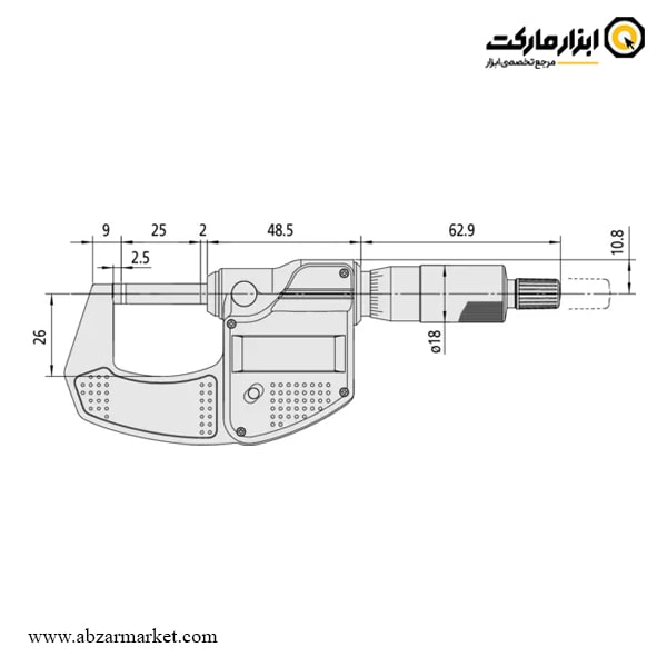 میکرومتر دیجیتال میتوتویو خارج سنج 25-0 میلی متر مدل 831-293