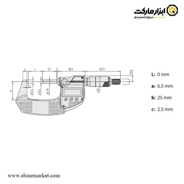 میکرومتر دیجیتال میتوتویو خارج سنج 25-0 ضد آب مدل 240-293