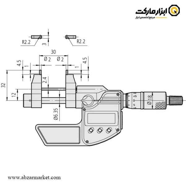 میکرومتر دیجیتال میتوتویو داخل سنج 30-5 میلی متر مدل 250-345