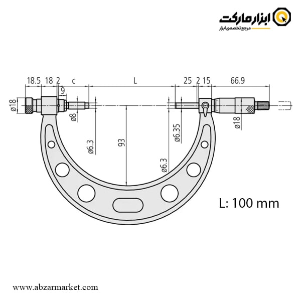 میکرومتر میتوتویو 200-100 خارج سنج سر تعویض شو مدل 140-104 A