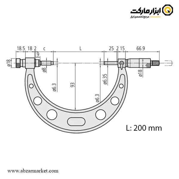 میکرومتر میتوتویو 300-200 خارج سنج سر تعویض شو مدل 141-104 A