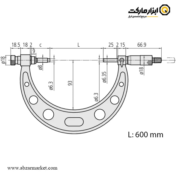 میکرومتر میتوتویو 700-600 خارج سنج سر تعویض شو مدل 145-104 A