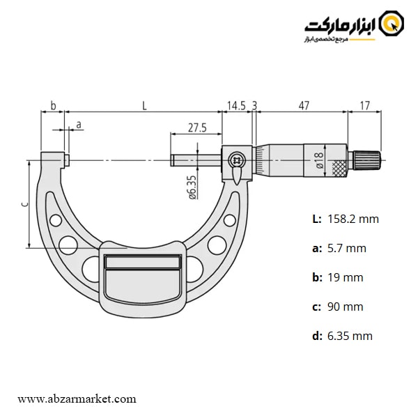 میکرومتر میتوتویو 150-125 میلی متر خارج سنج مدل 142-103