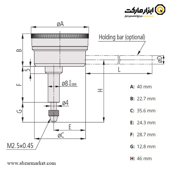 ساعت اندیکاتور میتوتویو عمودی کورس کوچک مدل 1960T