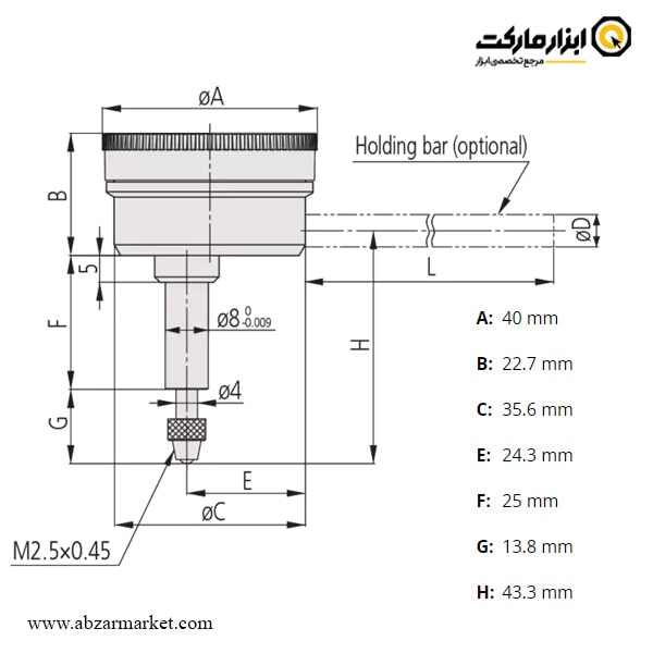 ساعت اندیکاتور میتوتویو عمودی مدل 1160A