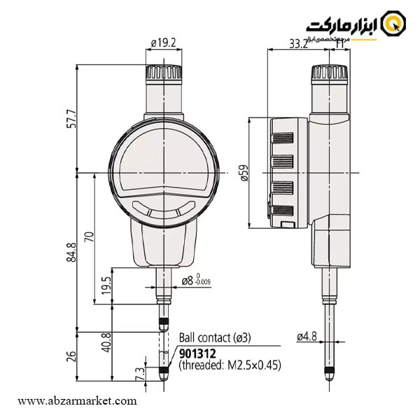 ساعت اندیکاتور میتوتویو دیجیتال و آنالوگ 25.4 میلی متر مدل 725-543 B