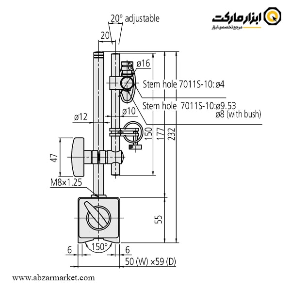 پایه ساعت اندیکاتور میتوتویو مگنتی مدل 7011S-10