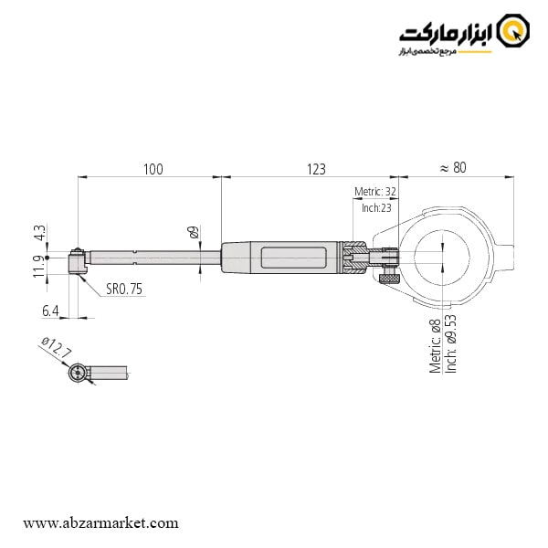 بور گیج میتوتویو 35 - 18 میلی متر مدل 721-511