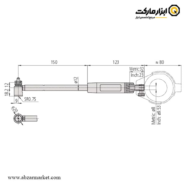 بور گیج میتوتویو 60 - 35 میلی متر مدل 722-511