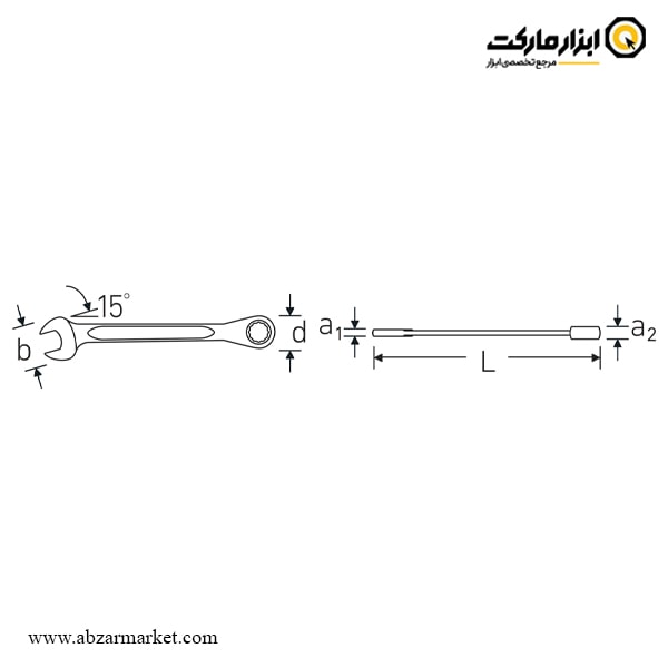 ست آچار یکسر تخت یکسر رینگ جغجغه اشتایویل 5 عددی مدل 17F/5