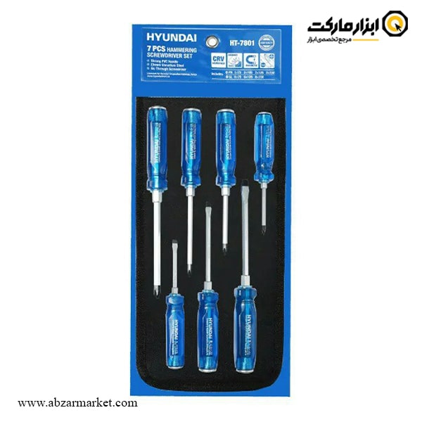 ست پیچ گوشتی ضربه خور هیوندای 7 عددی مدل HT-7801 ست پیچ گوشتی ضربه خور هیوندای 7 عددی مدل HT-7801