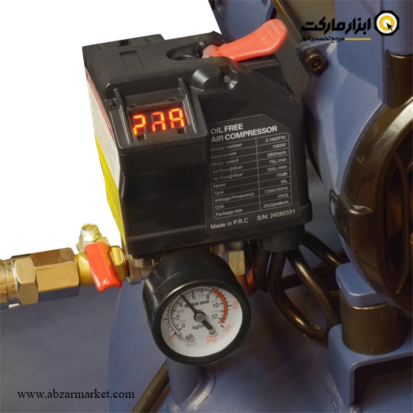 کمپرسور هوا سایلنت روما 10 لیتری سری پرایم مدل 2-1180F10A کمپرسور هوا سایلنت روما 10 لیتری سری پرایم مدل 2-1180F10A