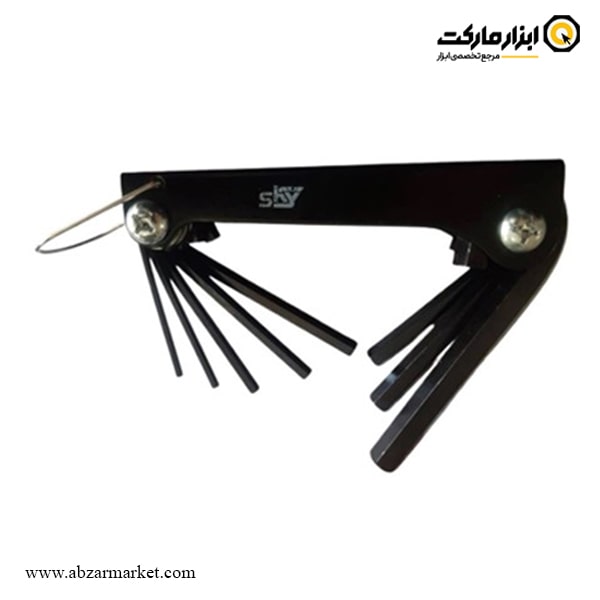 آچار آلن شش گوش اسکای چاقویی 8 عددی مدل ST-1055 آچار آلن شش گوش اسکای چاقویی 8 عددی مدل ST-1055