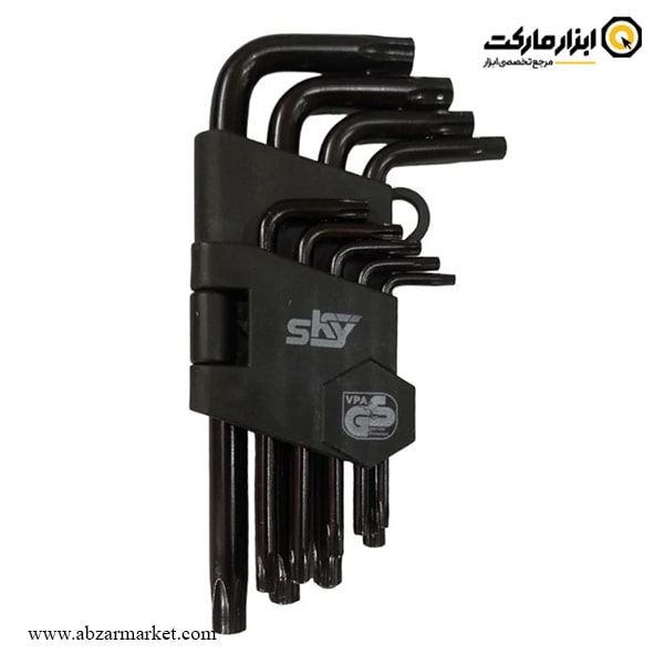 آچار آلن ستاره ای اسکای کارتی کوتاه 9 عددی مدل ST-1211B آچار آلن ستاره ای اسکای کارتی کوتاه 9 عددی مدل ST-1211B