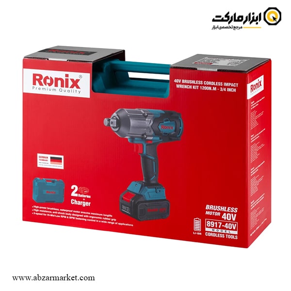 بکس شارژی رونیکس 3/4 اینچ براشلس 40 ولت مدل 40-8917 V بکس شارژی رونیکس 3/4 اینچ براشلس 40 ولت مدل 40-8917 V