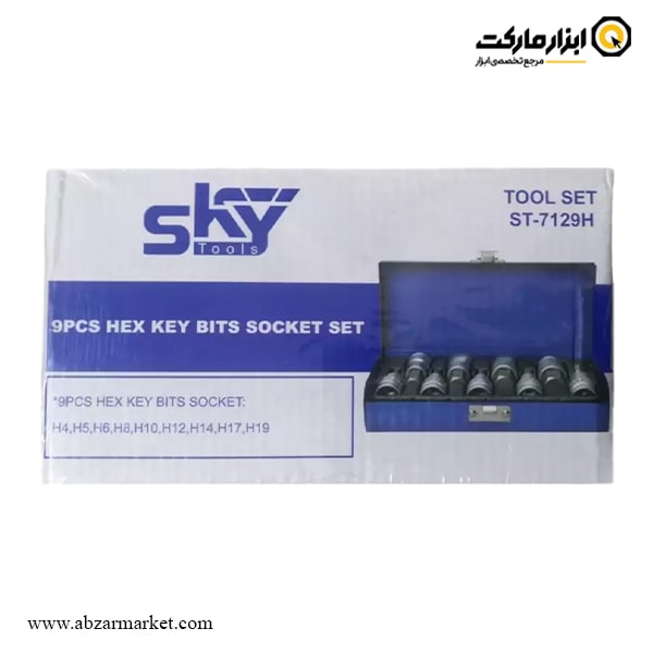 ست آلن بکسی شش گوش اسکای 9 پارچه 1/2 اینچ مدل ST-7129H ست آلن بکسی شش گوش اسکای 9 پارچه 1/2 اینچ مدل ST-7129H