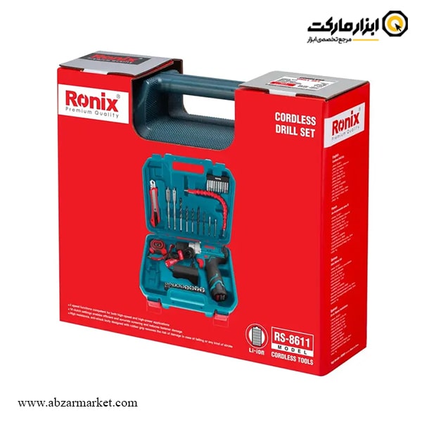 کیت دریل شارژی چکشی 12 ولت 35 پارچه رونیکس مدل RS-8611