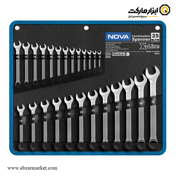 ست آچار یک سر رینگ یک سر تخت نووا 25 عددی مدل 9434 ست آچار یک سر رینگ یک سر تخت نووا 25 عددی مدل 9434