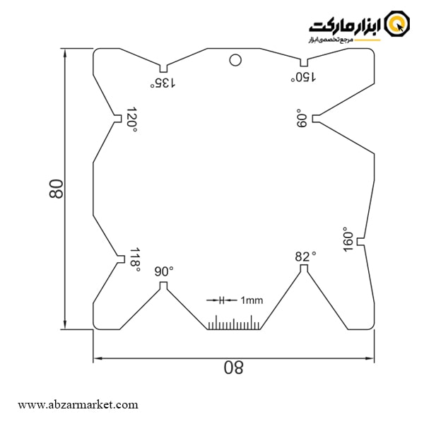شابلون زاویه سنج قطعه کار سنگ رومیزی داسکوا مدل 0005-8511 شابلون زاویه سنج قطعه کار سنگ رومیزی داسکوا مدل 0005-8511