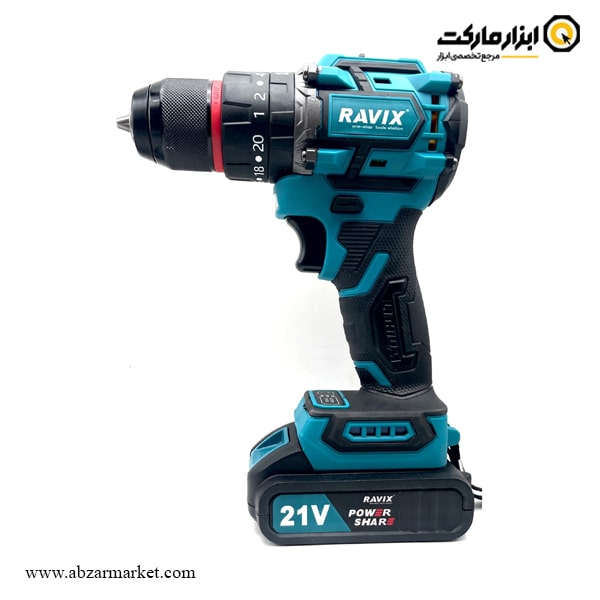 دریل شارژی چکشی راویکس براشلس لیتیوم 21 ولت مدل 21V