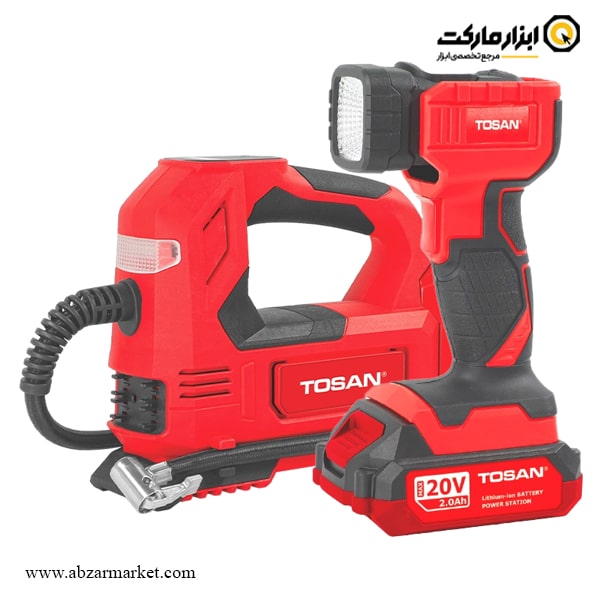 کیت کمپرسور فندکی براشلس و چراغ قوه شارژی توسن 20 ولت مدل 9799 کیت کمپرسور فندکی براشلس و چراغ قوه شارژی توسن 20 ولت مدل 9799