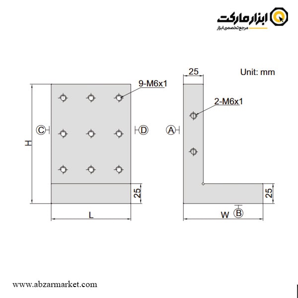 صفحه گونیا اینسایز سوراخ دار مدل 1-6548