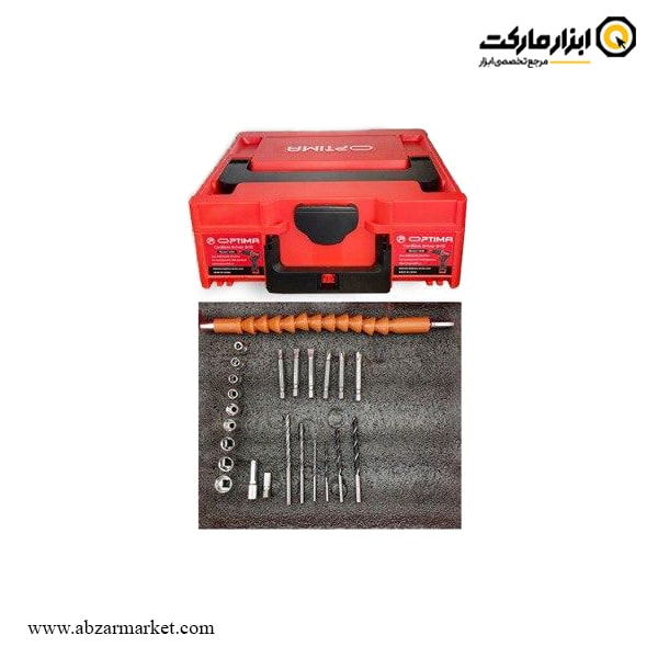 کیت دریل شارژی چکشی اپتیما براشلس 16.8 ولت 28 پارچه مدل OP1650