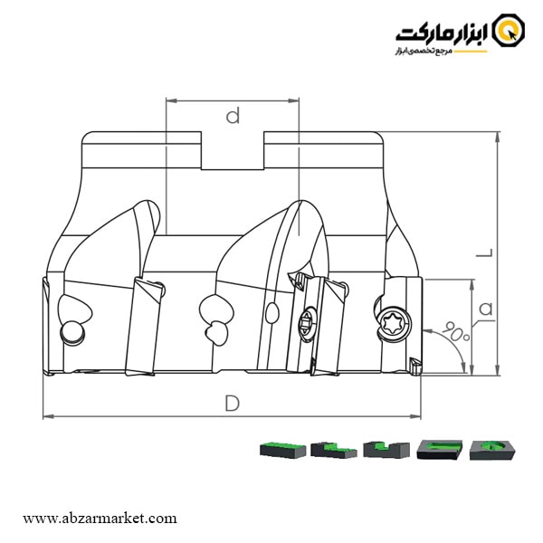 کفتراش اسموکس 90 درجه برای الماس اینسرت APKT 1604