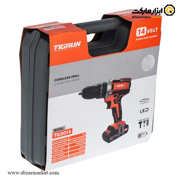 دریل شارژی چکشی تیگران لیتیوم 14 ولت مدل TG-3014