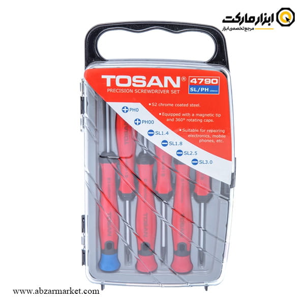 ست پیچ گوشتی ساعتی توسن 6 عددی سری Brusk مدل T4790 ست پیچ گوشتی ساعتی توسن 6 عددی سری Brusk مدل T4790